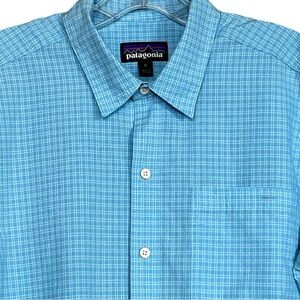 Patagonia Men’s Short Sleeve Shirt Organic Cotton Sz M Blue Athleisure Gorpcore